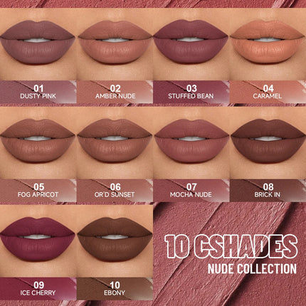 1pc Matte Nude Lipstick Smooth Texture Long-Lasting Water Resistance No Fading Ideal Christmas Gift Makeup for Women