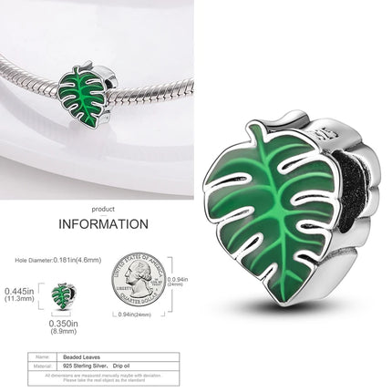 New 925 Sterling Silver Cactus Four Leaf Clover Charm Spring Green Series Bead Pendant For Original Beads Bracelet DIY Jewelry