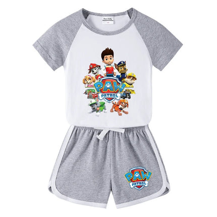 Children's Summer Pajama Set Kids Cartoon PAW Patrol T-shirt+Shorts Sets Boys Cotton Tops+Shorts 2Pcs Baby Boys Girls Sport Suit