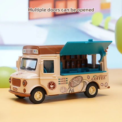 1:36 Q-version Pull Back Fast Food Car Alloy Car Model Burger Magnetic Induction Novelty Sound and Light Toy Children's Gift