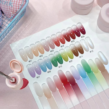 12 Colors Nail Polish Patting Glue Pink Color Nail Art Air Cushion Glue High Saturation Gypsum Painting Glue for DIY Home Salon