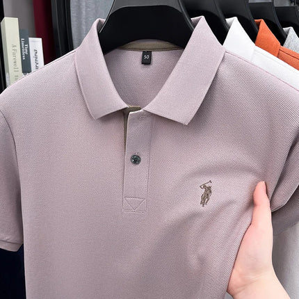 100% pure cotton men's short-sleeved polo shirt, hot-selling summer fashionable horse logo embroidery classic Paul casual T-shirt