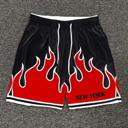 Basic Shorts Men's Casual Shorts Fitness Sports Flame Pattern 3D Print Gothic Style Summer Men Gym Shorts Football Man Clothes