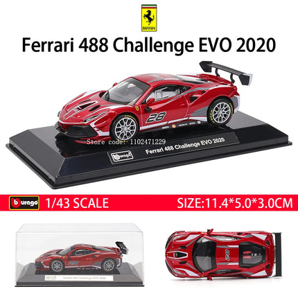 Bburago 1:43 Le Mans Ferrari 499P 2024 488 250 512 Alloy Luxury Vehicle Diecast Pull Back Cars Model Toy Collection Gift