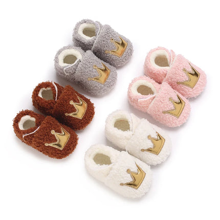 Fashionable Lamb Down Newborn Baby Girl Knitted Baby Soft Sole Shoes Toddler Shoes Warm and Non Slip First Walker