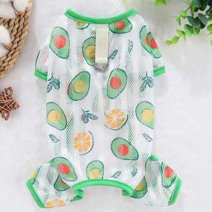 Dog Clothes Summer Mesh Jumpsuit Pajamas Pet Dog Onesie Tracksuit For Small Medium Dogs Dachshund York Puppy Bodysuit Overalls L