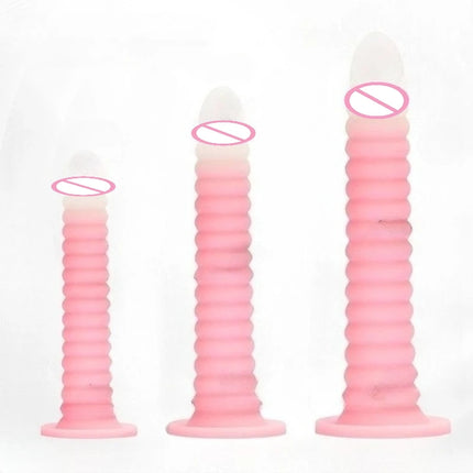 Gradient Pink Anal Plug Massager With Threaded Suction Cup Rear Multi-size Unisex Extra Long Anal Plug Adult Erotic Sex Toys