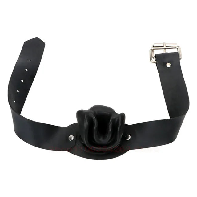 Bondage Deep Throat Mouth Plug Leather Adjustable Mouth Ball Simulation Dildo BDSM Mouth Gag Sex Toys Flirt Sex Tools for Female