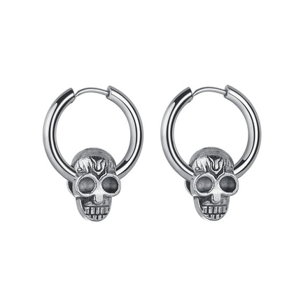 Design Stainless Steel Skull Drop Earrings For Women Men Fashion Gothic Street Hip Hop Ear Jewelry Pendant Cool Stud Earrings