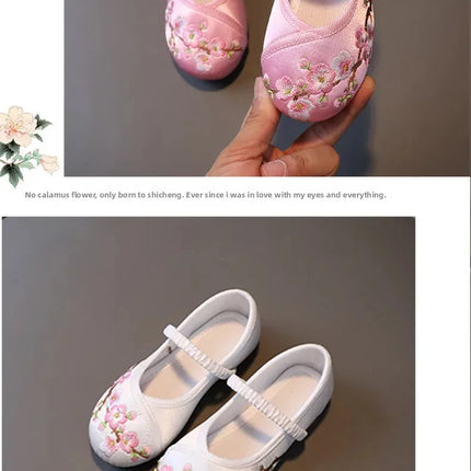 Princess Performance Traditional Chinese Hanfu Shoes Embroidered Children's Footwear Ancient Style Girls' Footwear Handmade