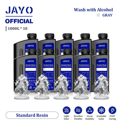 JAYO Standard/ABS-Like/PA-Like/High Temp/Though Resin 10KG 395-405nm UV Curing  Photopolymer Rapid Resin for LCD/DLP 3D Printer