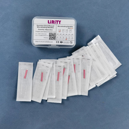 50pcs/Box Pink 0.15mm Microblading U Shape Needles Permanent Makeup Eyebrow Tattoo Manual Nano Blades Needles