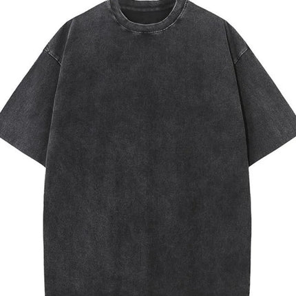 Men's Summer Washed T-Shirt, 230g Pure Cotton, Retro Faded, Loose Neutral Basic Short-Sleeved Fitness Top