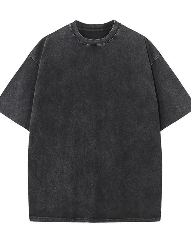 Summer men's washed T-shirt 230G pure cotton retro faded loose neutral basic short sleeved loose fitness top