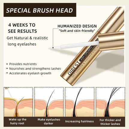 QIBEST Eyelash Growth Serum Natural Ingredients No Irritation Eyebrow Nourishing Enhancer For Longer Thicker Lashes Eyes Makeup