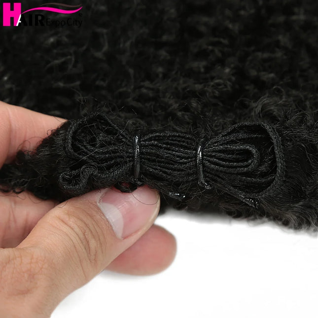 6Pcs Afro Kunky Curly Synthetic Weft Hair Sew In Ombre Brown Colored Bundles Protein Fiber Curly Hair Weave Extensions