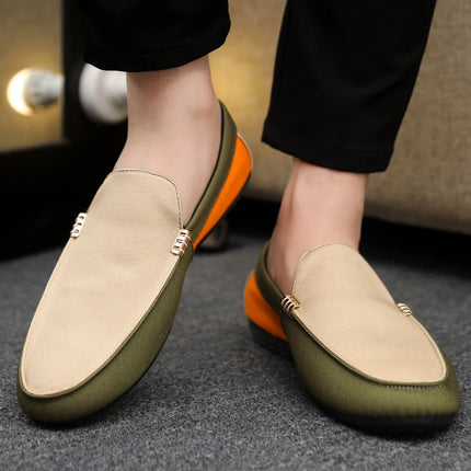 2025 Spring/Autumn New Arrivals: Fashionable Men's Shoes Large Colour Block Patchwork Loafers Versatile Stylish  Student Shoes
