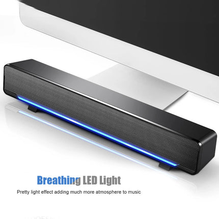 USB Wired Stereo Soundbar with Bass Surround Sound 3.5mm Input Jack For Computers and TVs 3.5mm Input Jack Soundbar