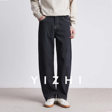 Fashion Retro Denim Jeans Men Spring Autumn New Straight Multi-Pocket Loose Casual Mid-Waist Trousers Men's Jeans