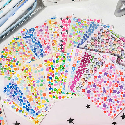Starstorm 24 Sheet Holographic & Matte Mini Sticker Book 8x8cm Aesthetic Journaling Supplies Planner Scrapbooking Deco Stickers
