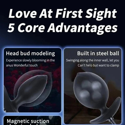 2026Magnetic Suction Inflatable Anal Plug with Built-in Steel Beads Big Dildos Vaginal Expander Men Butt Dilator Couple Sex Toys