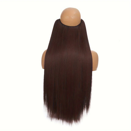 Synthetic Of The Line Type Hair Extensions Straight Hair Wig Piece One Piece With Invisible Fish Line Transparent Wire