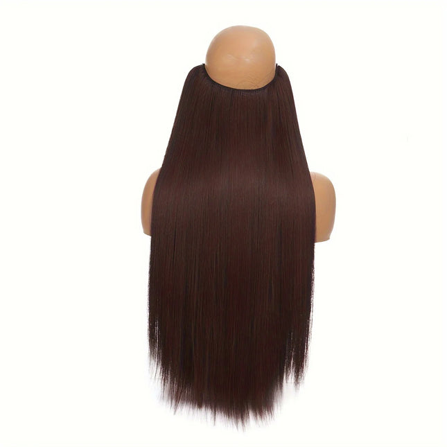 Synthetic Of The Line Type Hair Extensions Straight Hair Wig Piece One Piece With Invisible Fish Line Transparent Wire