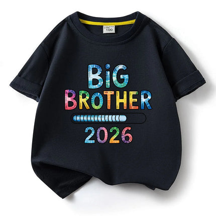 Big Sister Big Brother 2026 Printed Kids T-shirt Children Summer Short Sleeve Clothes Tees Kids Valentine Funny T Shirt Gift