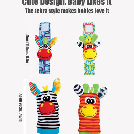 4pcs/Set Baby Infant Wrist Rattle Socks Toys 0-12 Month Girl Boy Early Educational Development Cute Toddlers Sensory Gifts