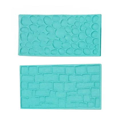 2Pcs/Set Bark Walls Cake Mold Embossed Fondant Brick Wood Grain Bakeware Cutter DIY Mould Pastry Baking Cake Decorating Tools