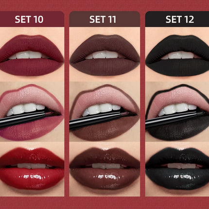 3pcs Matte Liquid Lipstick+Lip Liner Set Lip Glaze Makeup Nude Black Red Velvet Lip Gloss Long Lasting Lip Tint Cosmetics Kits