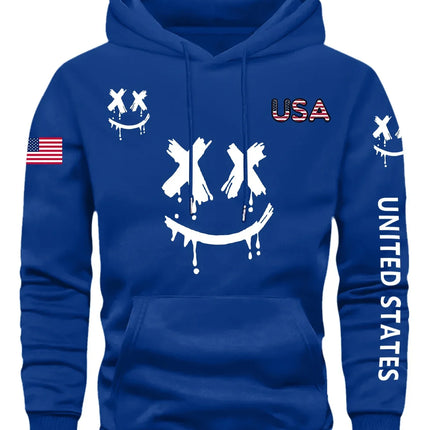 Autumn Winter Expression Print Men Women Long-sleeved Hooded Sweatshirt Daily Outdoor Vacation Fitness Casual Warm Sportswear
