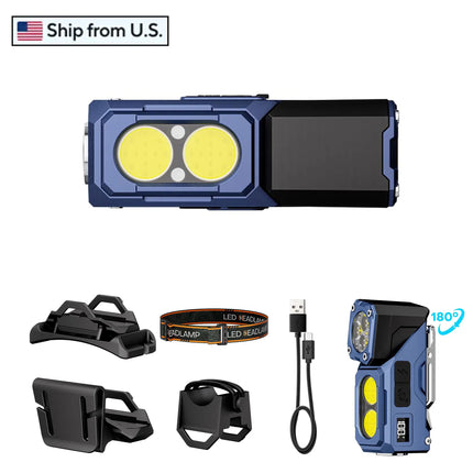 YEMAO Rechargeable EDC Flashlight,500LM Dual Light Sources Mini Torch with Red Light Sensor Headlamp Portable Pocket Flashlights