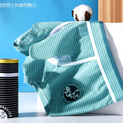 Men's Elephant Pouch Underwear Bulge Sexy Boxer Shorts Cotton Panties Striped Penis Bag Hot Men Lingeries Scrotum Separation