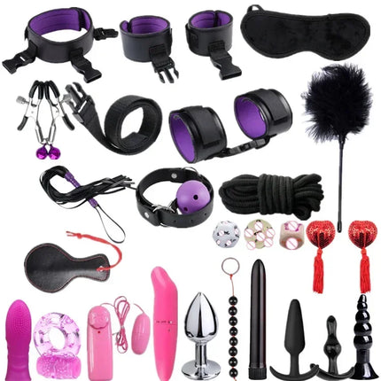 Leather Bondage Set BDSM Fetish Handcuffs Collar Erotic Toys Women Couples Adult Play Erotico Sexy Toys Sex Toys for Women Slave