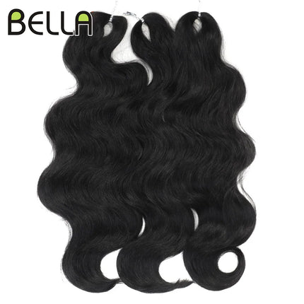 BELLA 24 inch Body Wave Crochet Hair 3PCS Synthetic Hair Braids Fake Hair Ombre Blonde Brown Natural Braiding Hair Extensions