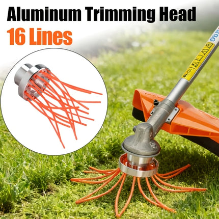 Upgrade 16 Line Aluminum Trimmer Head Durable Easy Install Universal Lawn Mower Strimmer Replacement Weed Cutter Head