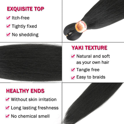 Braiding Hair Pre Stretched 26 Inch 3 Packs Yaki Braiding Hair For Braids Hot Water Setting Synthetic Crochet Hair Extensions