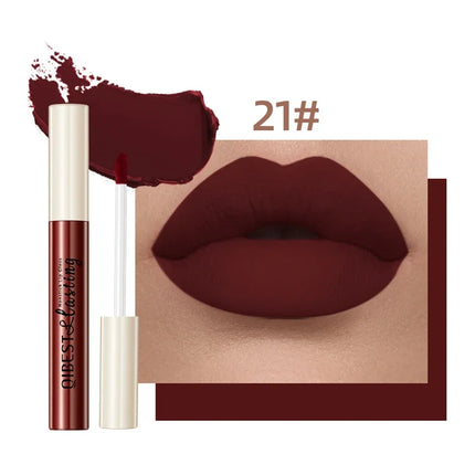 24 Colors Matte Lipstick Woman Lip Makeup Velvet Lipgloss Long Lasting Lip Tint Waterproof Non-stick Cup Lip Gloss Cosmetics