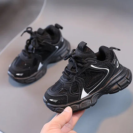 Spring and Autumn Children Sports Shoes Unisex Kids Sneakers Mesh Upper Breathable Basketball Shoes Tennis Casual Flats Footwear
