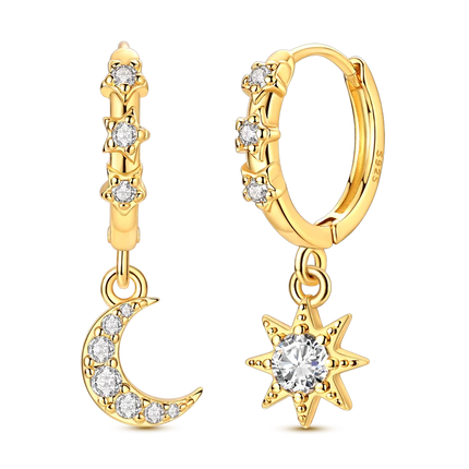 Women original 925 Silver Golden Glowing Firefly Stud Earring Bilayer Round Droplets Heart Gold Hoop Earrings Party Jewelry Gift