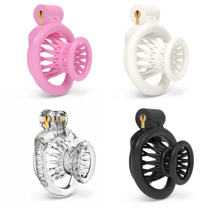 ABS Negative Chastity Cage for Men Cock Lock Lightweight Sissy Mini Male Chastity Lock with 4 Size Penis Rings Adults Toys
