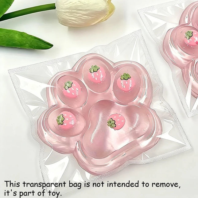 1pc Pink Strawberry Cat Paw Squishy Props Giant Jumbo Slow Rebound Stress Ball High Appearance Cute Decompression Party Favors