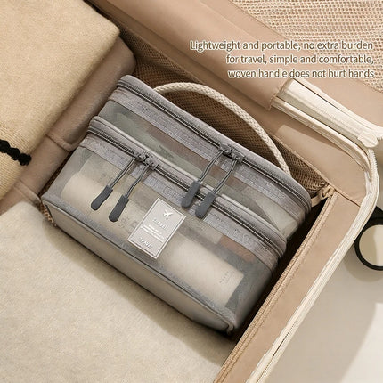 Fashion Transparent Mesh Travel Cosmetic Bag Storage Multi Layer Portable Womens Toiletry Bag Large Capacity Bag Makeup