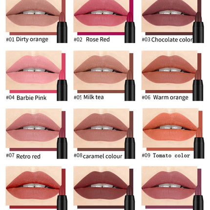 19 Colors Sexy Matte Lip Stick Lipliner Lip Liner Pencil Lasting Nude Rotatable Lipsliner Pen Set Beauty Makeup Tool Cosmetic