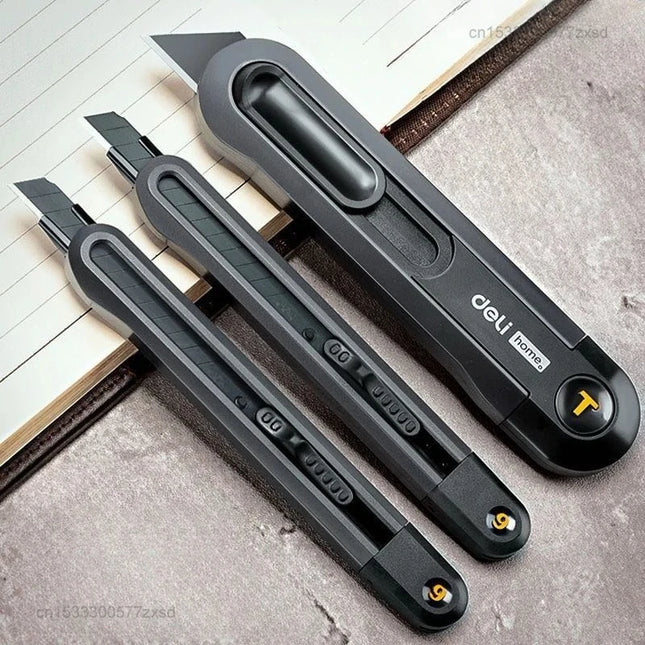 Retractable Snap-Off Utility Knife 18mm/9mm High Carbon Steel Blades Box Cutter Auto Lock Cutter Package Opener Office