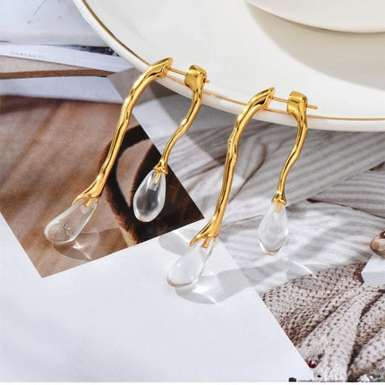 Fashion Jewelry 925 Silver Needle Resin Teardrop 2024 Trend New Back Front Dangle Earrings Hot Selling For Women Gift