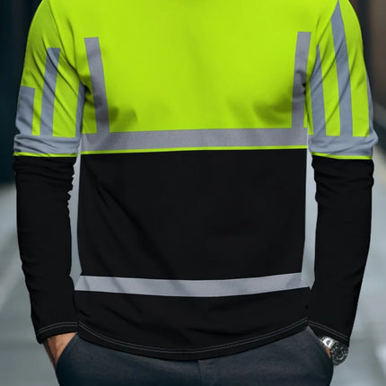 Men's 3D Printed New Secure Logo Color Blocking Design Long-Sleeved T-Shir Fashion Spring Daily Casual Work Wear Men's T-Shirts