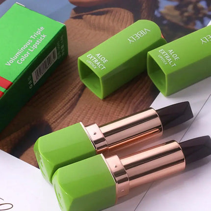 Long Lasting  Lipstick VIBELY winter Moisturizing Changing 3 colors Lip Balm Natural Aloe Vera for Women Color-Shifting Makeup