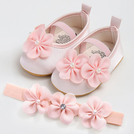Baby girl shoes, princess children's shoes, soft soled anti slip pearl flower dress, children's shoes, first step 0-18M